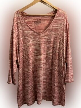 Lane Bryant Pink Mauve Heathered V-Neck Flowy Tunic Top Plus Size 22/24